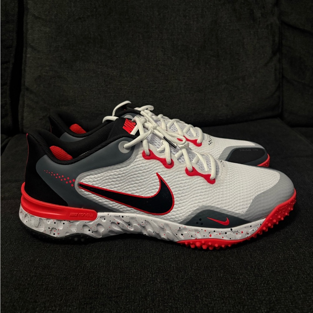 Nike Alpha Huarache Elite 3 Turf  Shoes Mens Size 14 White Gray Orange Sneakers